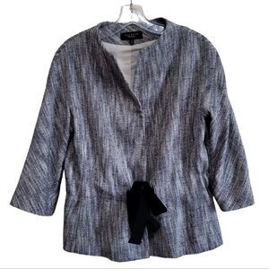Talbots Gray Textured Open Front Blazer with Black Tie